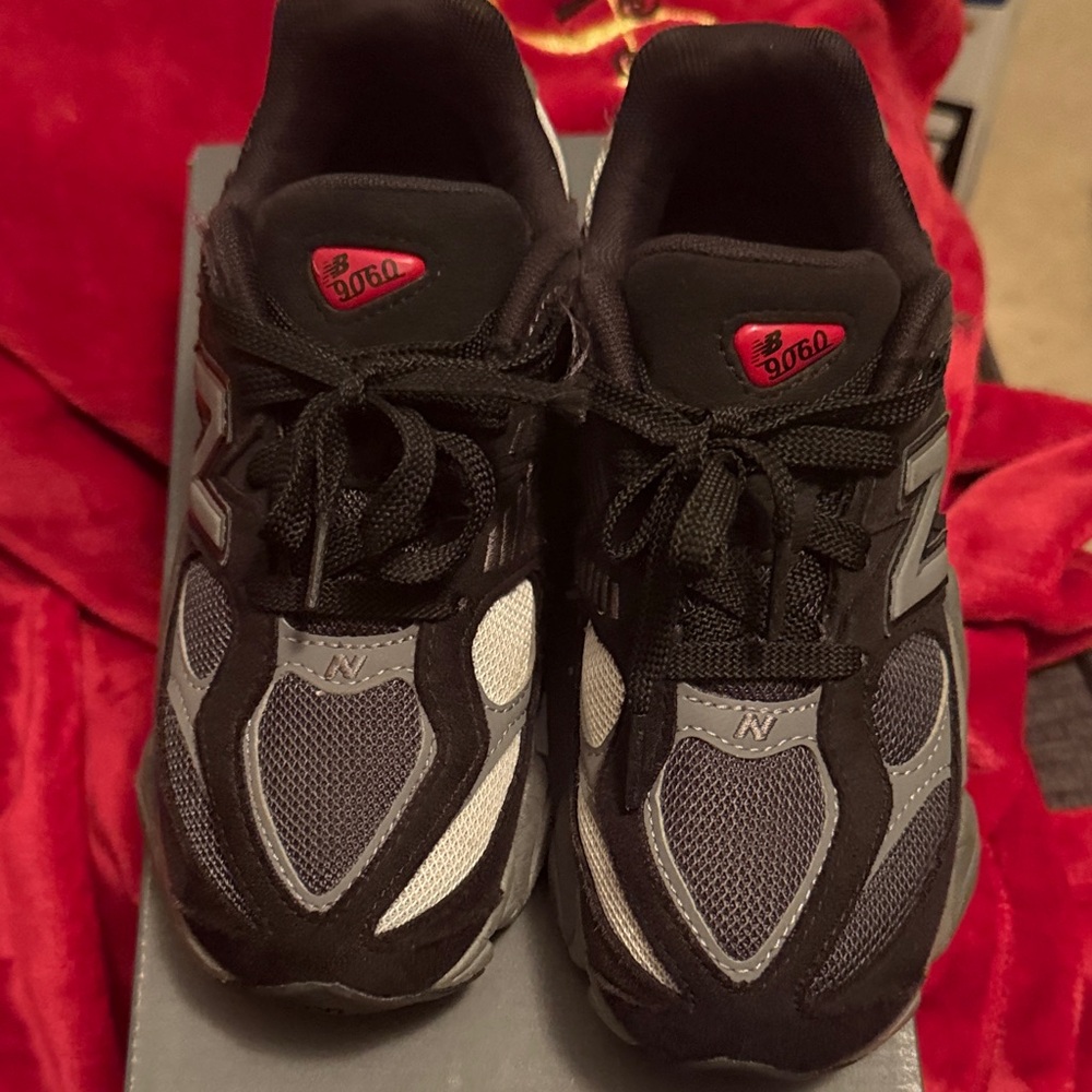 New Balance Black, Gray & Red 9060 Athletic Sneakers